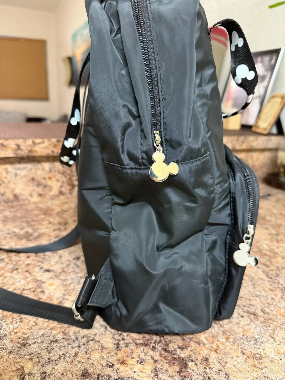 Disney Black Mickey Mouse Backpack with White Earth Patch